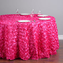 Load image into Gallery viewer, 130 in. Round Rosette Satin Tablecloth (14 Colors)
