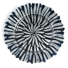 Load image into Gallery viewer, Navy Blue &amp; Silver Halley Glass Charger Plate 4/Pack
