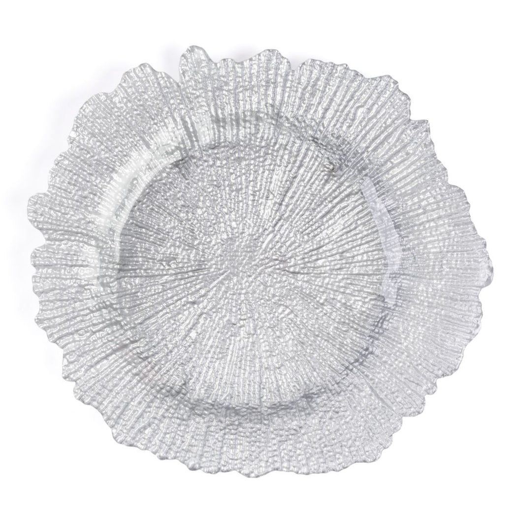 Silver Coral Glass Charger Plate 4/Pack