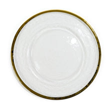 Load image into Gallery viewer, Gold Rimmed Round Glass Charger Plate 4/Pack
