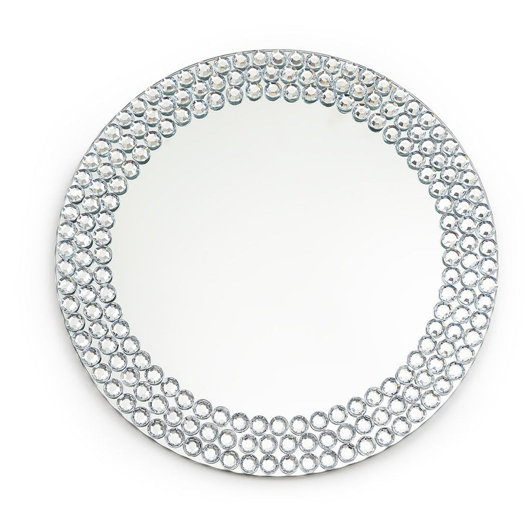 Glass Beaded Mirror Charger Plate 4/Pack