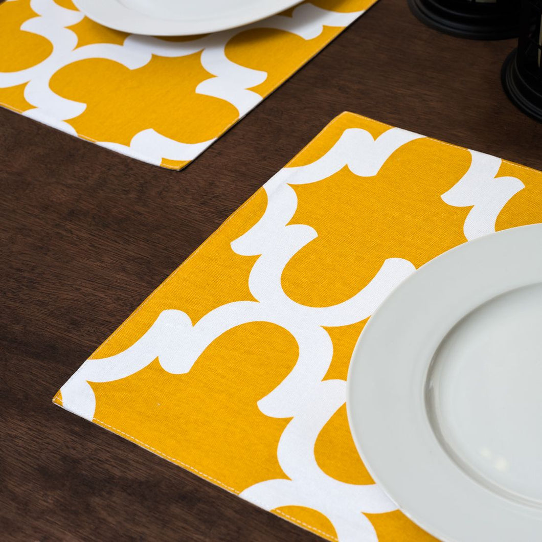 Mustard Yellow & White Trellis Placemats 4/Pack
