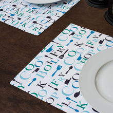 Load image into Gallery viewer, 13 X 19 in. Chef Print Cotton Placemats 4/Pack (3 Colors)
