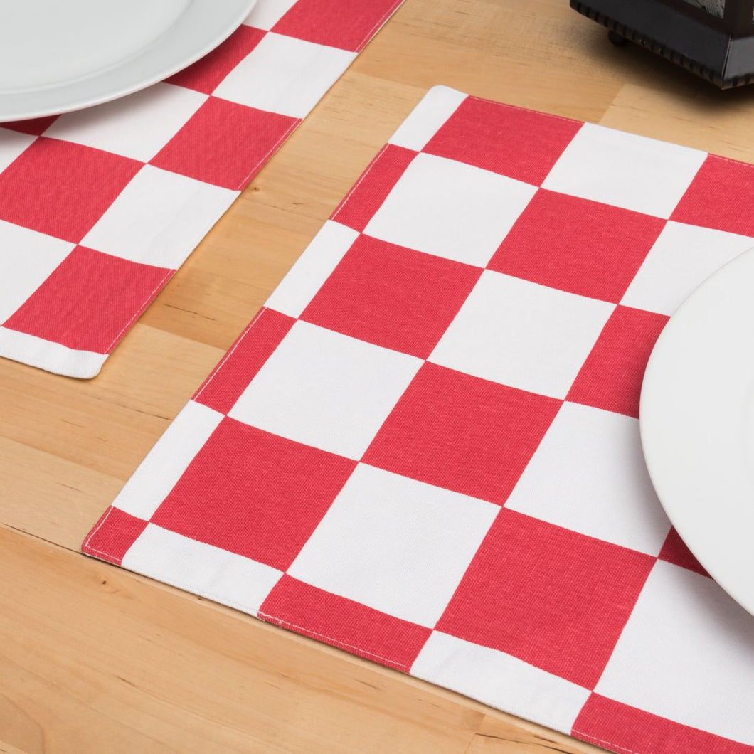 13 X 19 in. Checker Board Cotton Placemats 4/Pack (4 Colors)