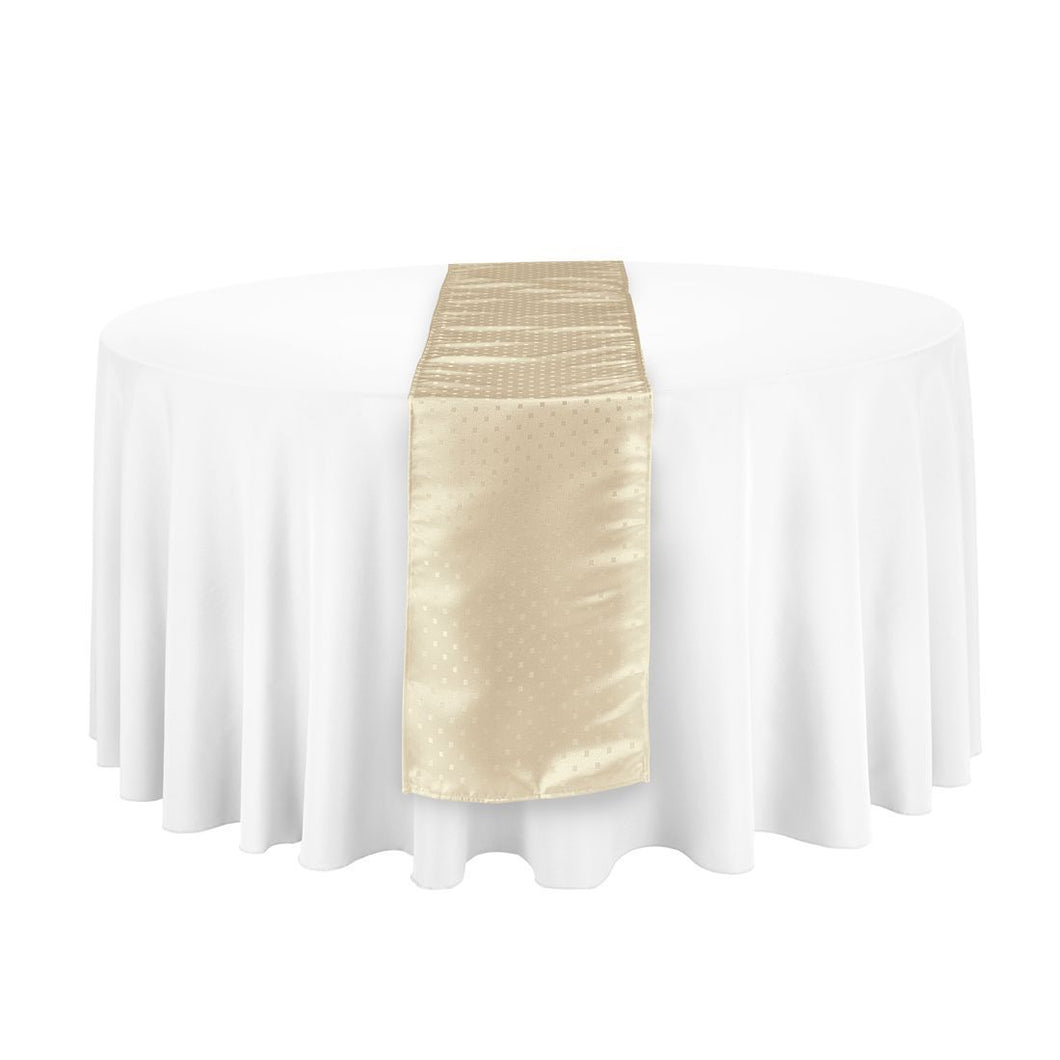 Bargain 14 X 108 in. Square-Point Damask Table Runner Ivory