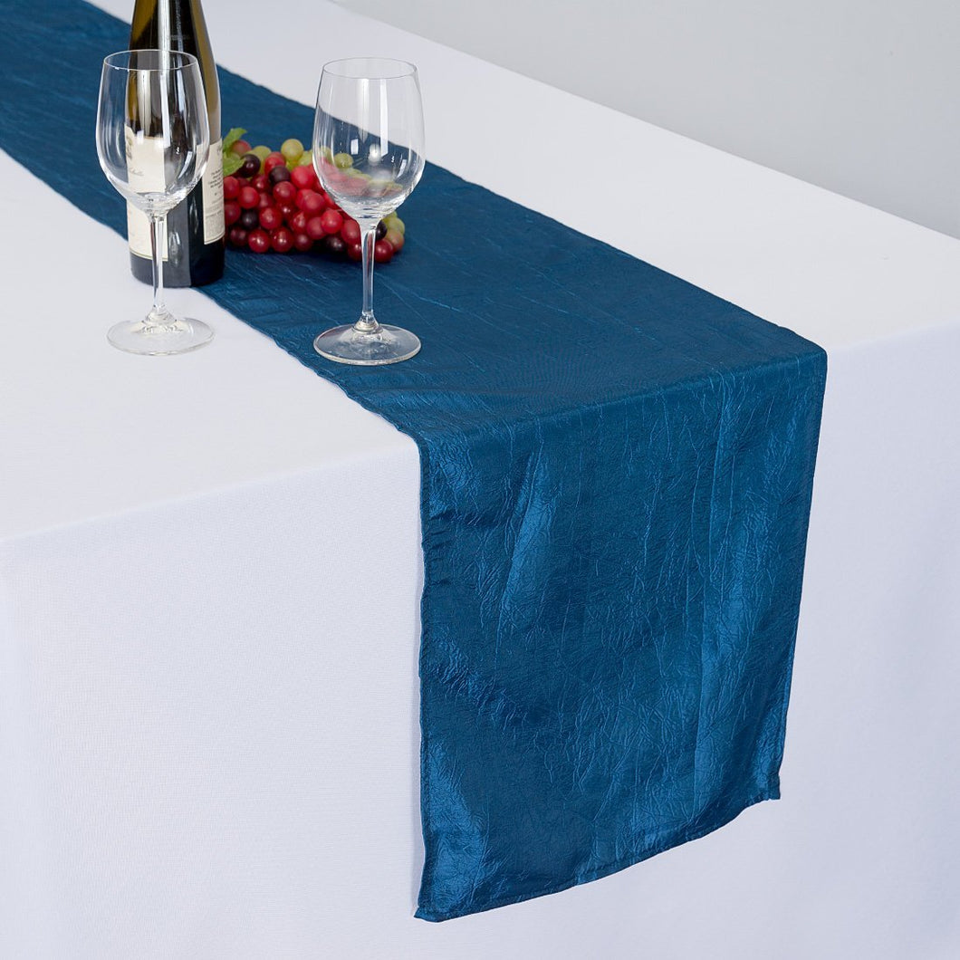 Bargain 14 X 108 in. Crinkle Taffeta Table Runner Nanvy Blue