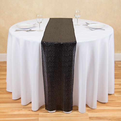 14 X 108 in. Sequin Table Runner Black