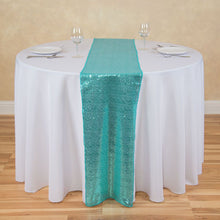 Load image into Gallery viewer, 14 X 108 in. Sequin Table Runner Turquoise
