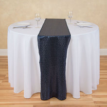 Load image into Gallery viewer, 14 X 108 in. Sequin Table Runner Navy Blue
