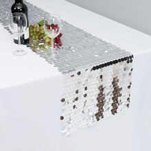 Load image into Gallery viewer, Bargain 14 X 108 in. Payette Sequin Table Runner Silver
