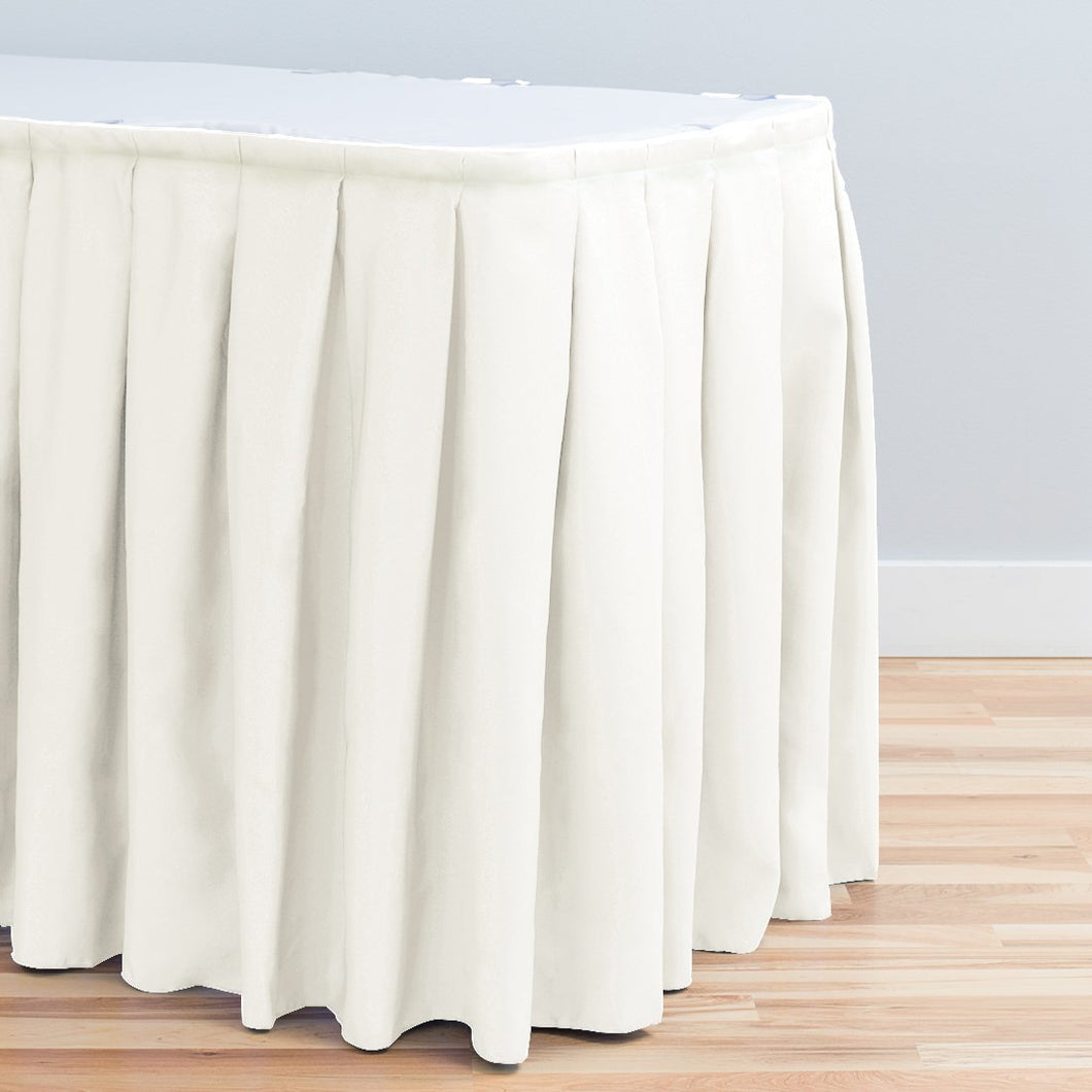 Bargain 17 Ft. Accordion Pleat Polyester Table Skirt Ivory