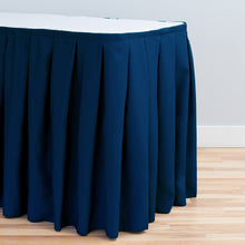 Load image into Gallery viewer, 17 ft. Accordion Pleat Polyester Table Skirt Navy Blue
