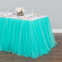 Load image into Gallery viewer, 14 ft. Tulle Tutu Table Skirt Tiffany Blue
