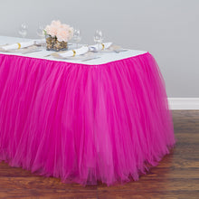 Load image into Gallery viewer, 14 ft. Tulle Tutu Table Skirt Fuchsia
