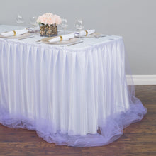 Load image into Gallery viewer, 14 ft. Two Tone Tulle Chiffon Table Skirt White/Lavender
