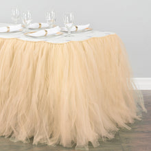 Load image into Gallery viewer, 14 ft. Tulle Tutu Table Skirt Champagne
