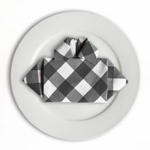 Load image into Gallery viewer, 17 in. Polyester Napkins Black &amp; White Checkered (1 Dozen)
