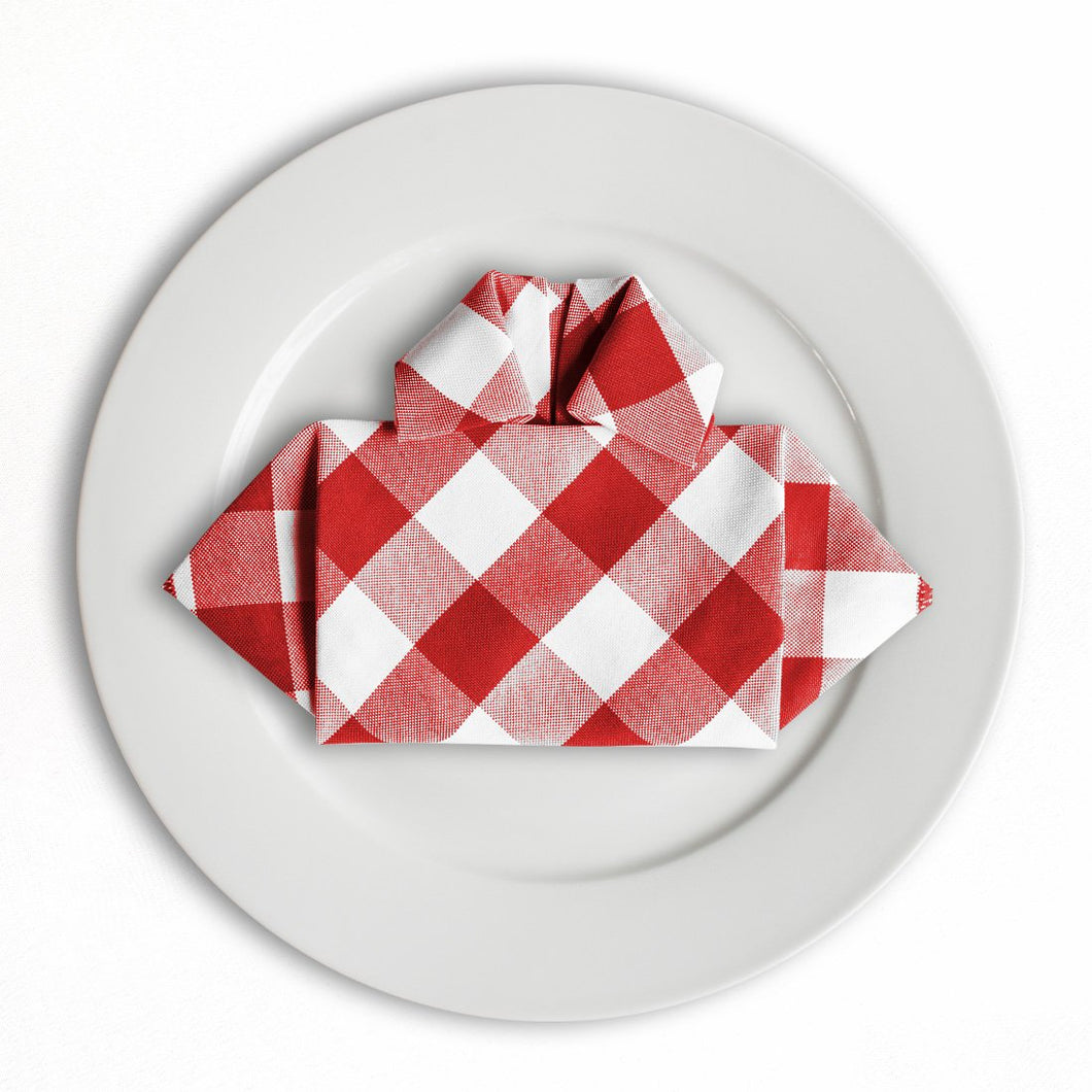 Bargain 17 in. Polyester Napkins Red & White Checkered (12/PK)