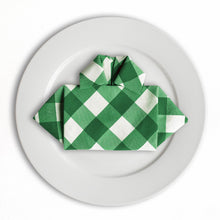 Load image into Gallery viewer, 17 in. Polyester Napkins Green &amp; White Checkered (1 Dozen)
