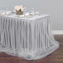 Load image into Gallery viewer, 21 ft. Two Tone Tulle Chiffon Table Skirt Silver/White
