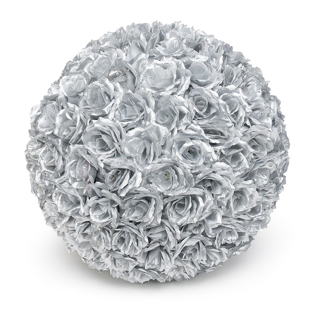 20 in. Silver Silk Flower Ball