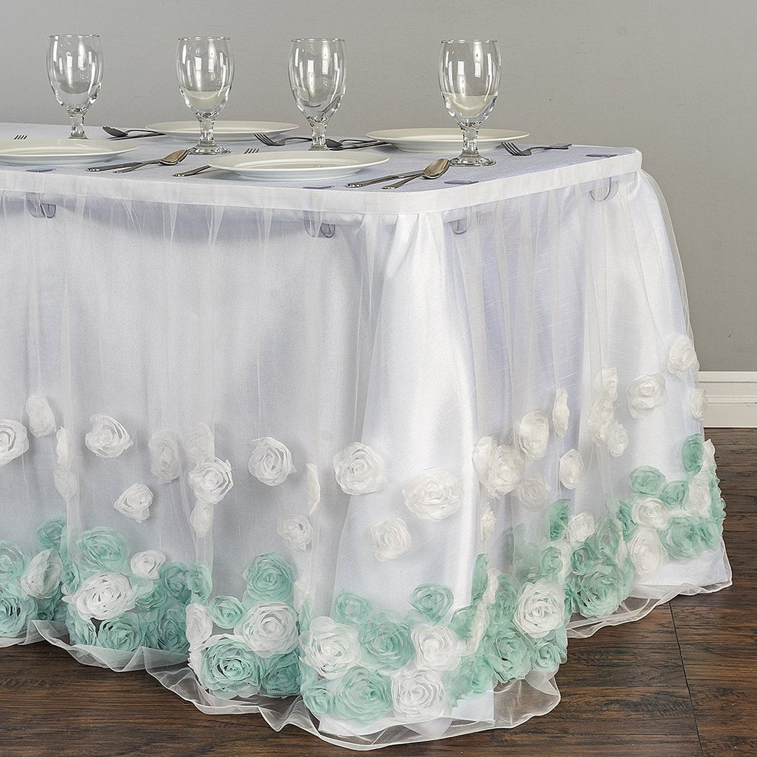 21 ft. Tulle Rose Table Skirt (2 Colors)