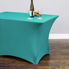 Load image into Gallery viewer, 4 ft. Rectangular Stretch Tablecloth Turquoise
