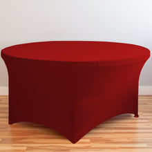 Load image into Gallery viewer, 4 ft. Round Stretch Tablecloth Burgundy
