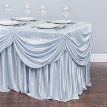 Load image into Gallery viewer, 4 ft. Drape Chiffon All-In-1 Tablecloth/Pleated Skirt Silver
