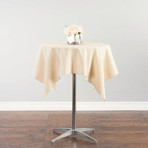 Bargain 54 In. Square Polyester Tablecloth Beige