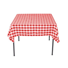 Load image into Gallery viewer, 54 in. Square Polyester Tablecloth Red &amp; White Checkered
