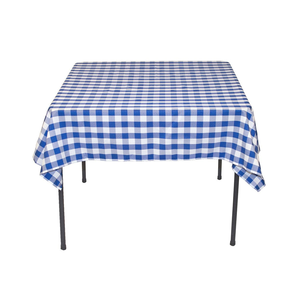 Bargain 54 In. Square Polyester Tablecloth Blue & White Checkered