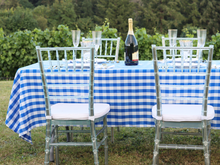 Load image into Gallery viewer, 60 X 102 in. Rectangular Tablecloth Blue &amp; White Checkered
