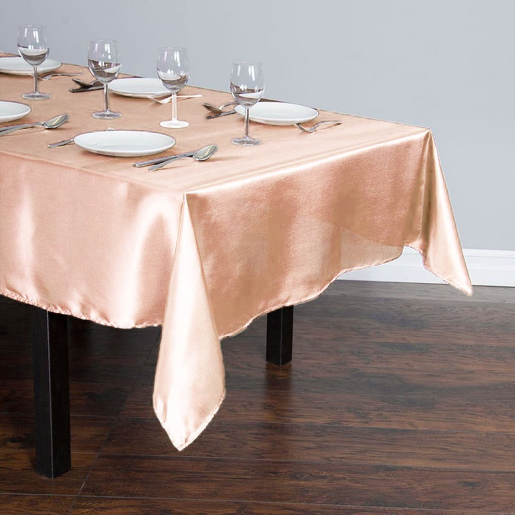 Bargain 60 X 102 In. Rectangular Satin Tablecloth Peach