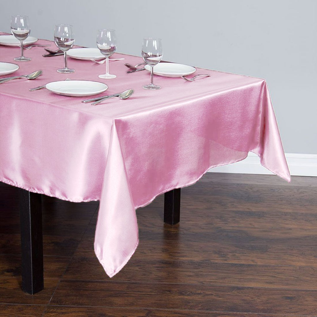 Bargain 60 X 102 In. Rectangular Satin Tablecloth Pink