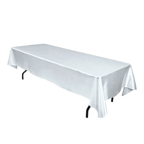 Bargain 60 X 126 In. Rectangular Satin Tablecloth Silver