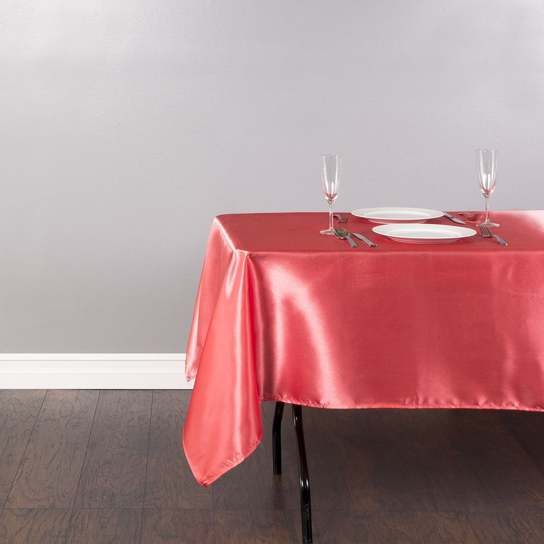 60 X 126 in. Rectangular Satin Tablecloth Coral