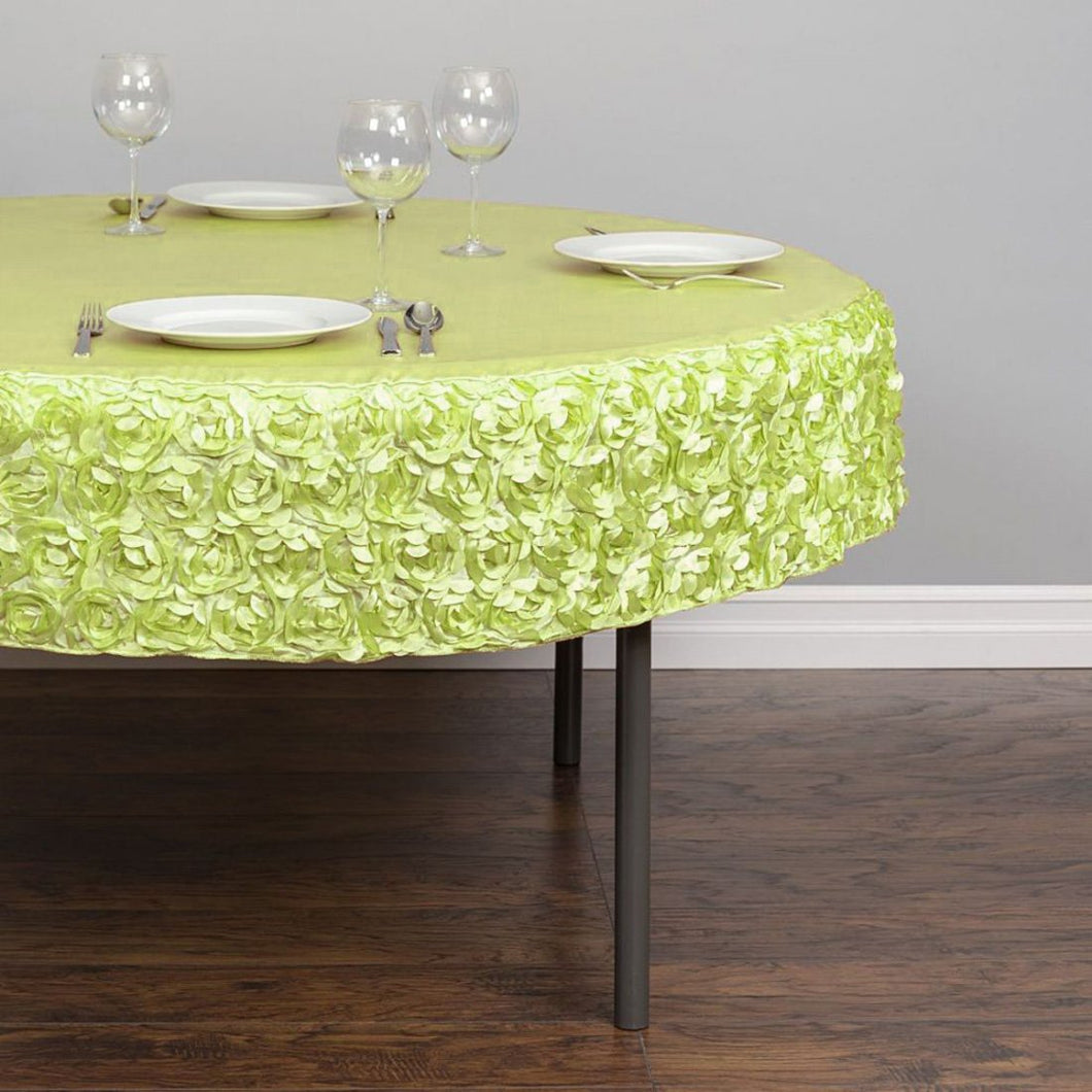 72 in. Round Rosette Satin Table Cover (12 Colors)