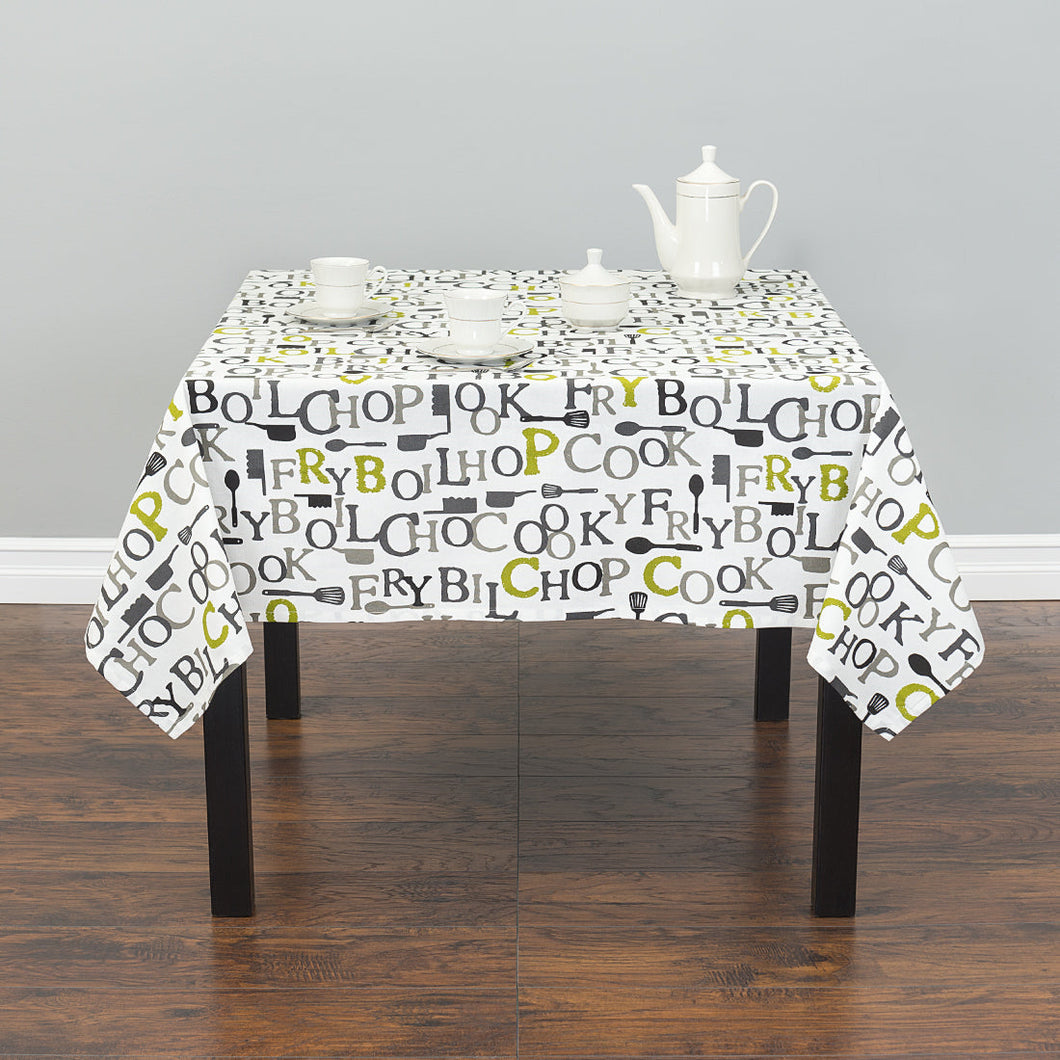 60 in. Square Chef Print Cotton Tablecloth