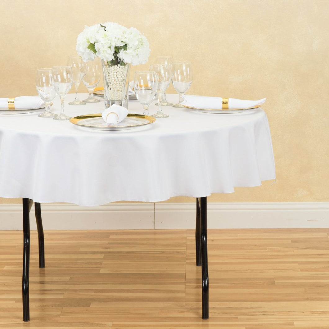 70 in. Round Polyester Tablecloth White