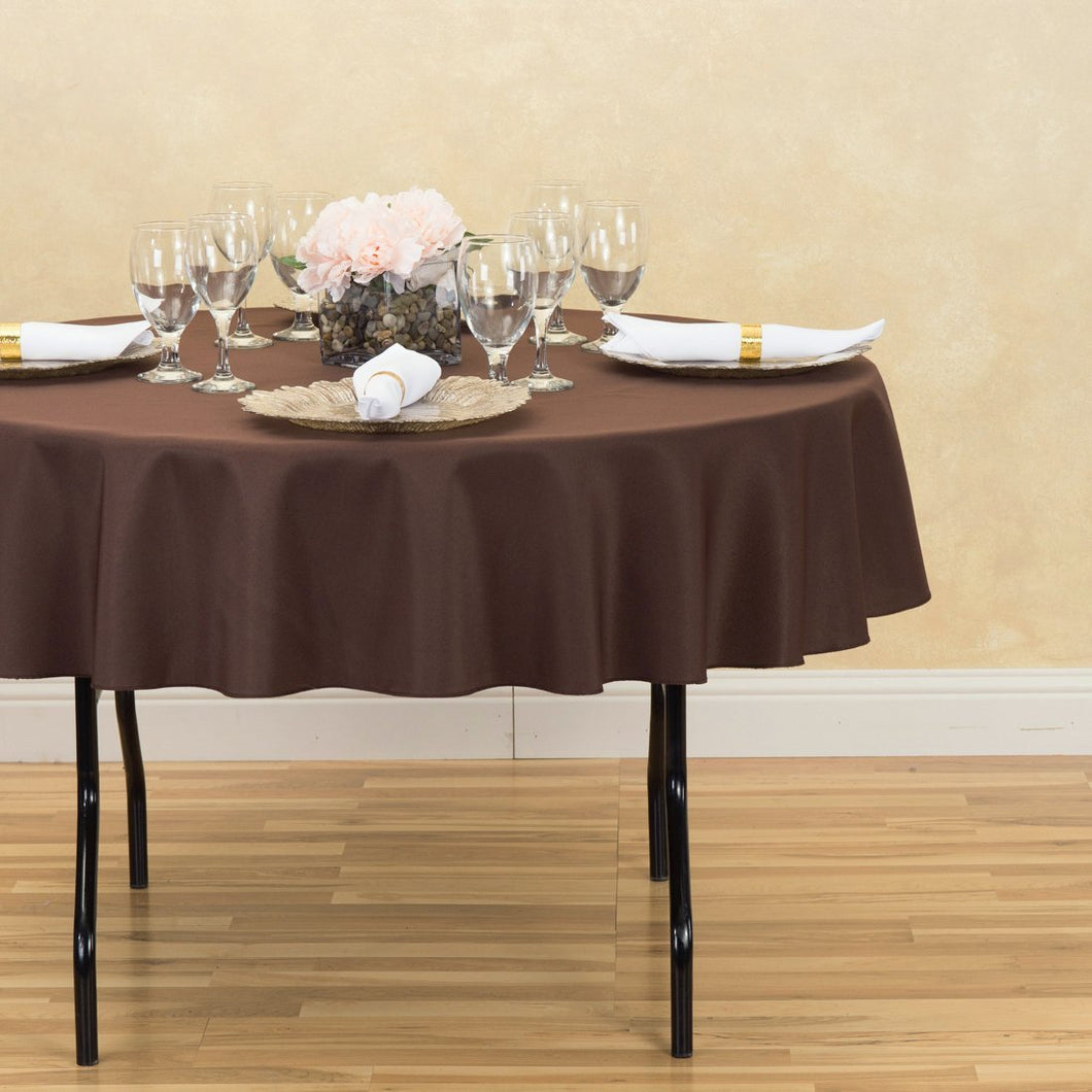 Bargain 70 in. Round Polyester Tablecloth Chocolate