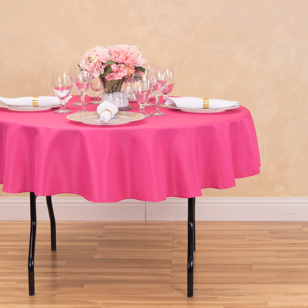 76 in. Round Cotton-Feel Tablecloth