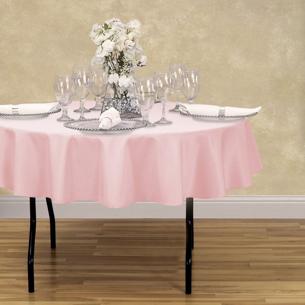 Bargain 70 in. Round Polyester Tablecloth Pink