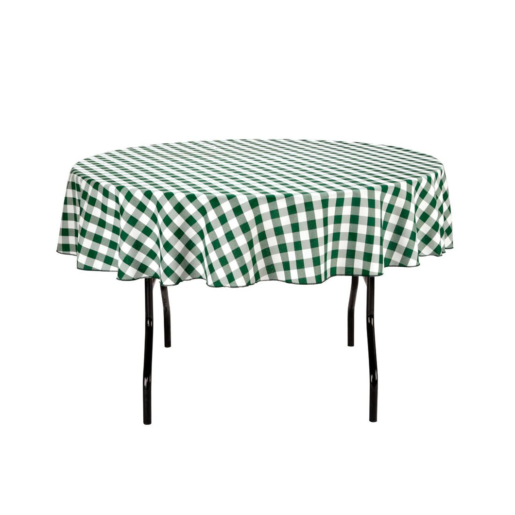 Bargain 70 In. Round Tablecloth Green & White Checkered