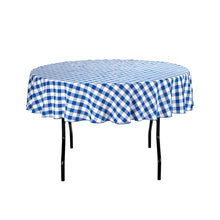 Load image into Gallery viewer, 70 in. Round Tablecloth Blue &amp; White Checkered
