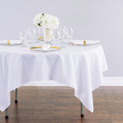 Bargain 70 in. Square Polyester Tablecloth White