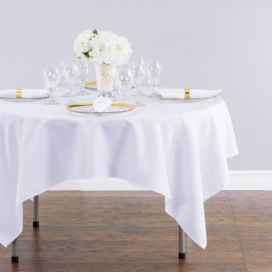 Bargain 70 in. Square Polyester Tablecloth White