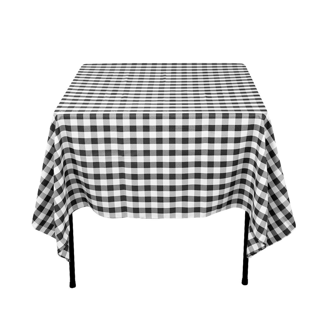 70 in. Square Polyester Tablecloth Black and White Checkered