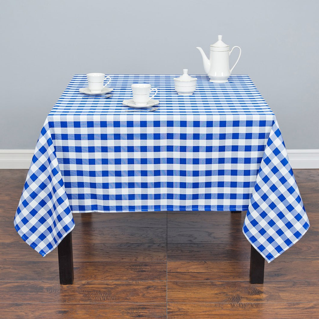Bargain 70 in. Square Polyester Tablecloth Blue & White Checkered