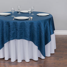 Load image into Gallery viewer, 72 in. Square Crinkle Taffeta Overlay Navy Blue
